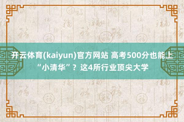 开云体育(kaiyun)官方网站 高考500分也能上“小清华”？这4所行业顶尖大学