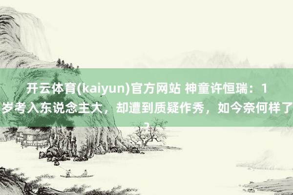 开云体育(kaiyun)官方网站 神童许恒瑞：11岁考入东说念主大，却遭到质疑作秀，如今奈何样了？