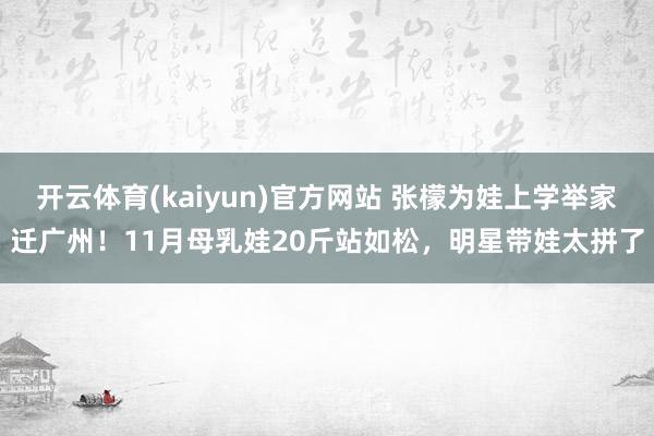 开云体育(kaiyun)官方网站 张檬为娃上学举家迁广州！11月母乳娃20斤站如松，明星带娃太拼了