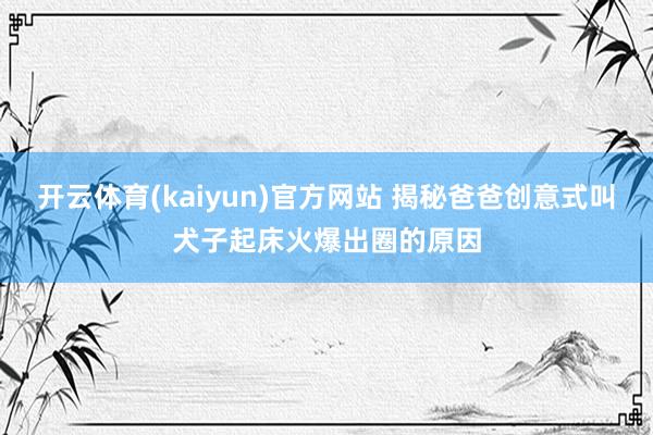 开云体育(kaiyun)官方网站 揭秘爸爸创意式叫犬子起床火爆出圈的原因