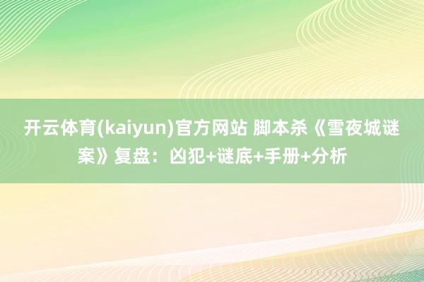 开云体育(kaiyun)官方网站 脚本杀《雪夜城谜案》复盘：凶犯+谜底+手册+分析