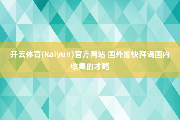 开云体育(kaiyun)官方网站 国外加快拜谒国内收集的才略