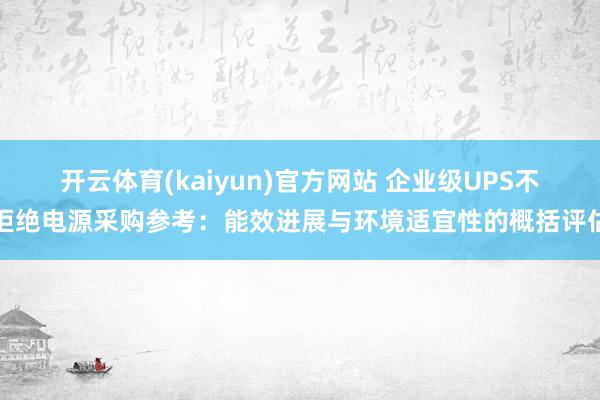 开云体育(kaiyun)官方网站 企业级UPS不拒绝电源采购参考：能效进展与环境适宜性的概括评估