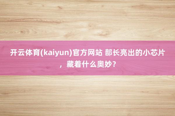 开云体育(kaiyun)官方网站 部长亮出的小芯片，藏着什么奥妙？