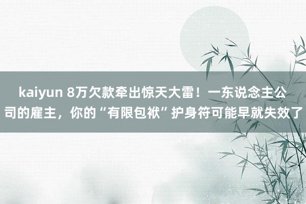 kaiyun 8万欠款牵出惊天大雷！一东说念主公司的雇主，你的“有限包袱”护身符可能早就失效了