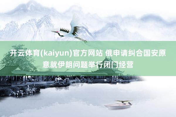 开云体育(kaiyun)官方网站 俄申请纠合国安原意就伊朗问题举行闭门经营