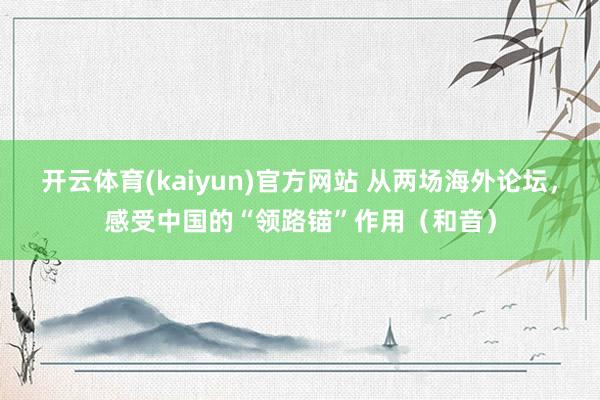 开云体育(kaiyun)官方网站 从两场海外论坛，感受中国的“领路锚”作用（和音）