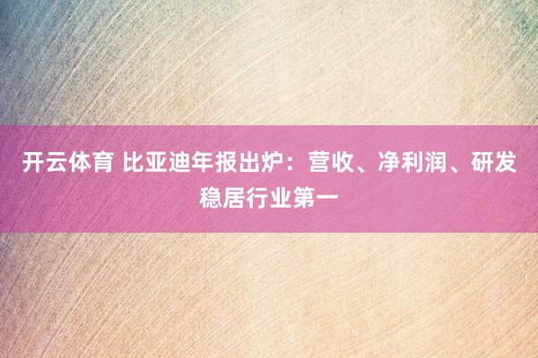 开云体育 比亚迪年报出炉：营收、净利润、研发稳居行业第一