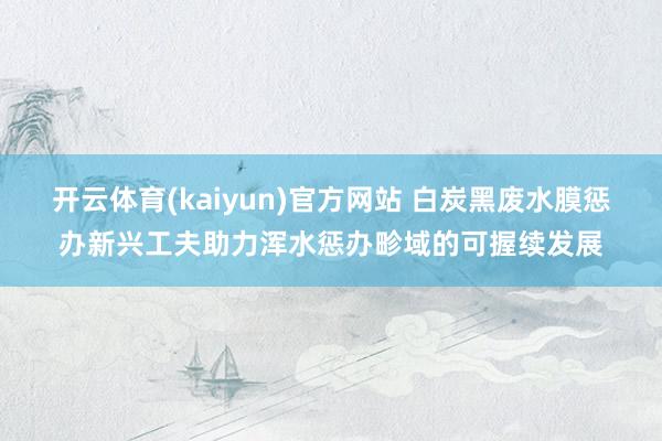 开云体育(kaiyun)官方网站 白炭黑废水膜惩办新兴工夫助力浑水惩办畛域的可握续发展