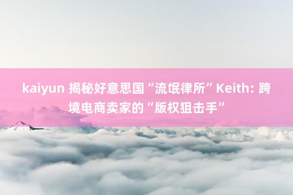 kaiyun 揭秘好意思国“流氓律所”Keith: 跨境电商卖家的“版权狙击手”