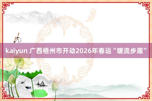 kaiyun 广西梧州市开动2026年春运“暖流步履”