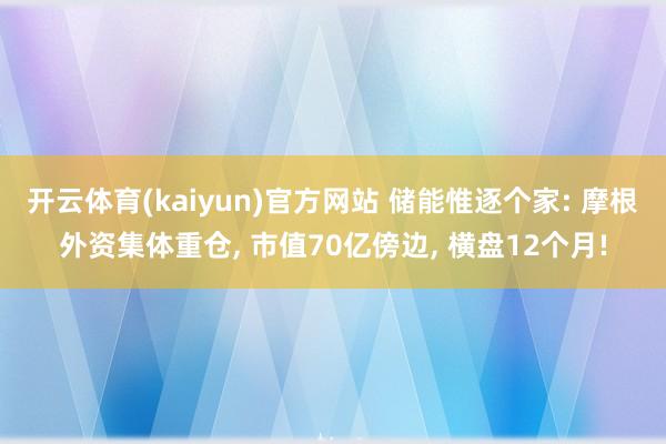 开云体育(kaiyun)官方网站 储能惟逐个家: 摩根外资集体重仓, 市值70亿傍边, 横盘12个月!