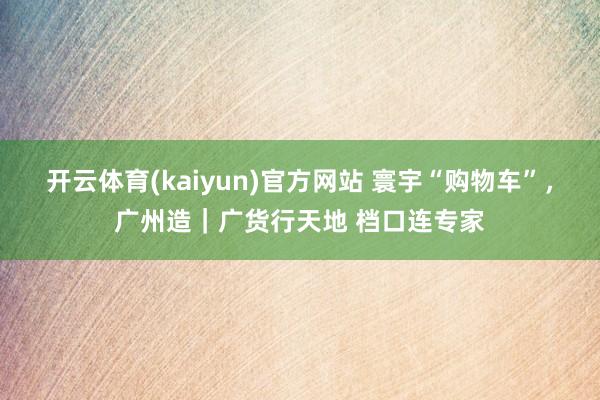 开云体育(kaiyun)官方网站 寰宇“购物车”，广州造｜广货行天地 档口连专家