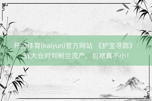 开云体育(kaiyun)官方网站 《护宝寻踪》：皆大仓对刘树兰流产，包袱真不小！