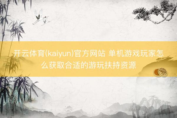 开云体育(kaiyun)官方网站 单机游戏玩家怎么获取合适的游玩扶持资源