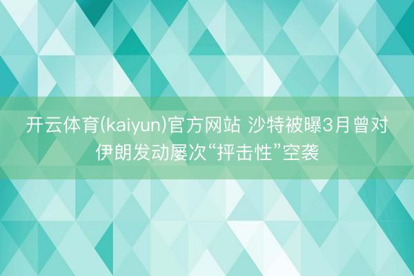 开云体育(kaiyun)官方网站 沙特被曝3月曾对伊朗发动屡次“抨击性”空袭
