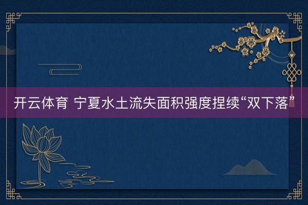 开云体育 宁夏水土流失面积强度捏续“双下落”
