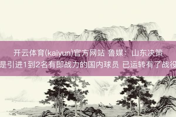 开云体育(kaiyun)官方网站 鲁媒:山东决策是引进1到2名有即战力的国内球员 已运转有了战役