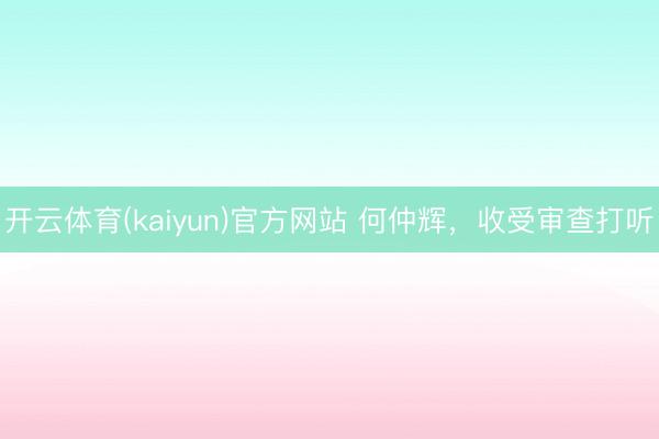 开云体育(kaiyun)官方网站 何仲辉，收受审查打听